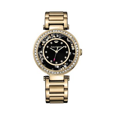 Ladies gold black dial bracelet watch 1901331